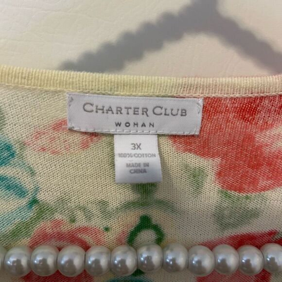 Charter Club cardigan 3X plus Womens Cream Floral Mix Boho fairy summer artsy - Picture 6 of 11